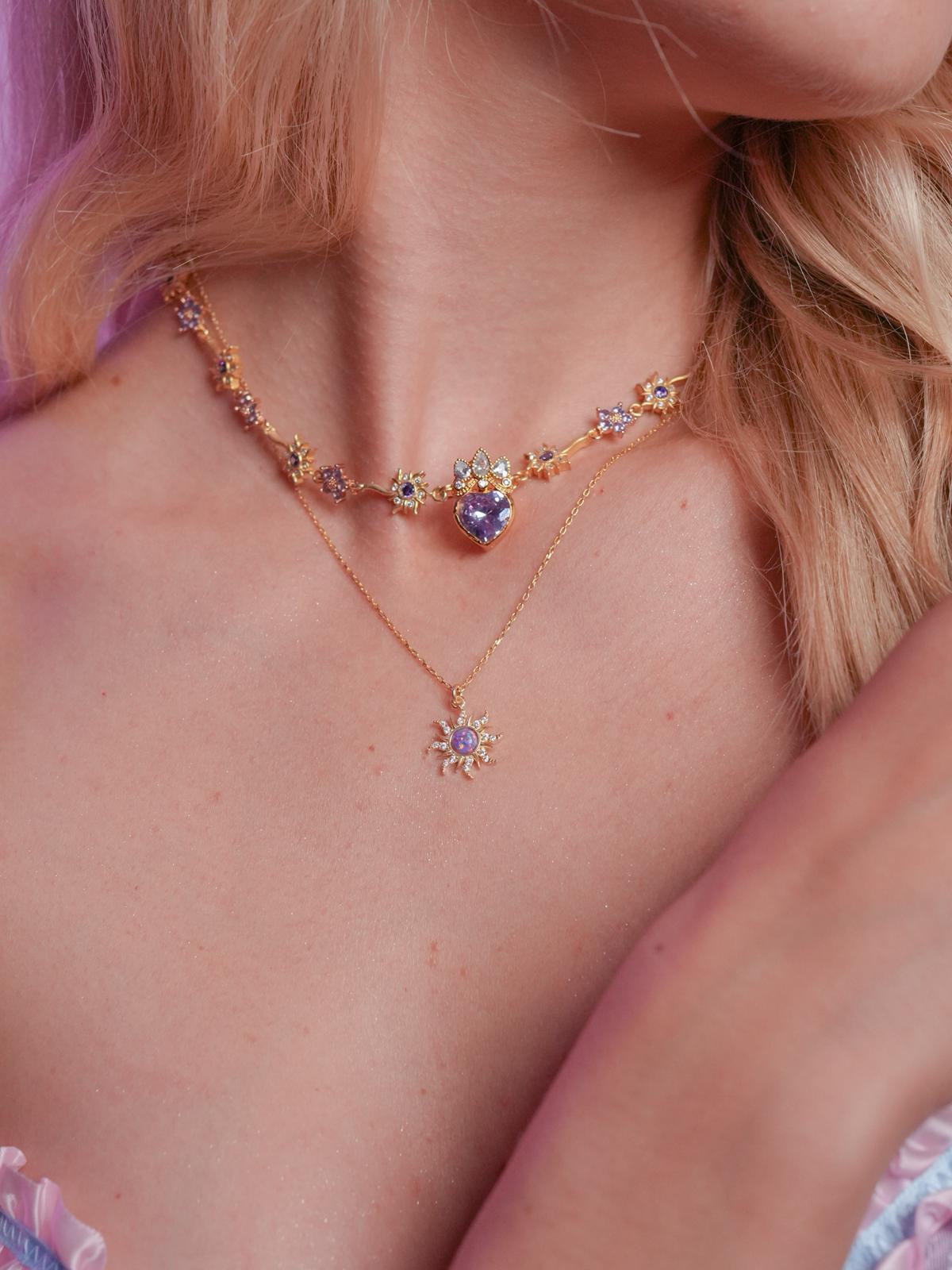 Rapunzel Sun Opal Necklace, 925 Sterling Silver, Princess Jewelry