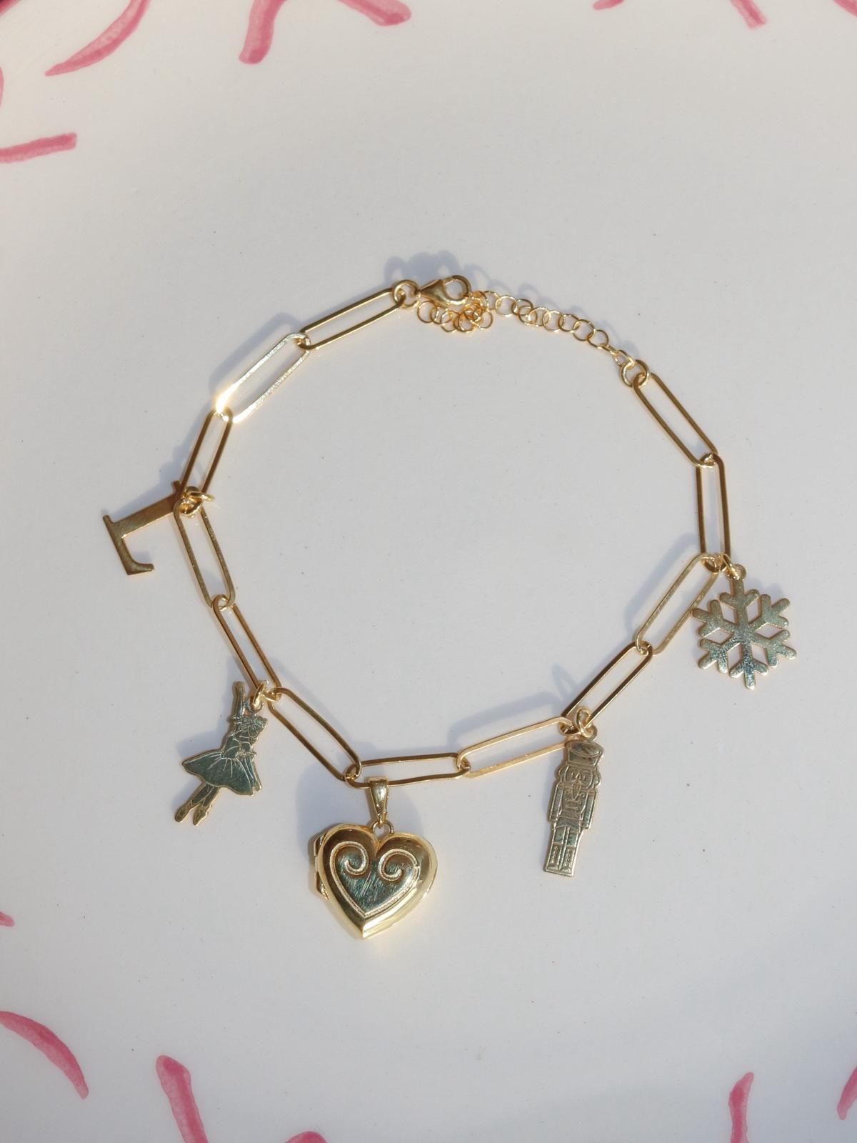 Clara & the Nutcracker Letter Locket 925 Silver Bracelet