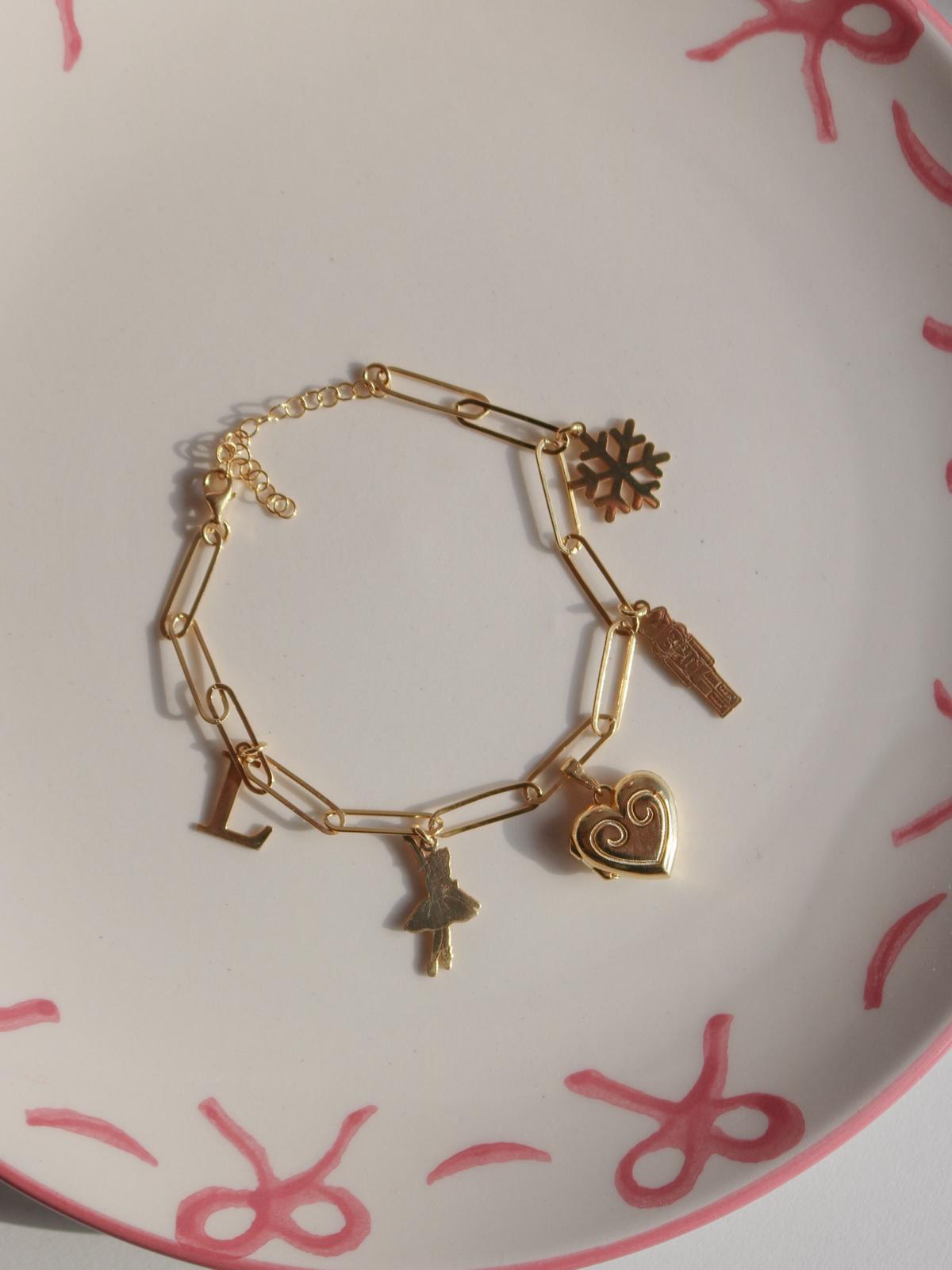 Clara & the Nutcracker Letter Locket 925 Silver Bracelet