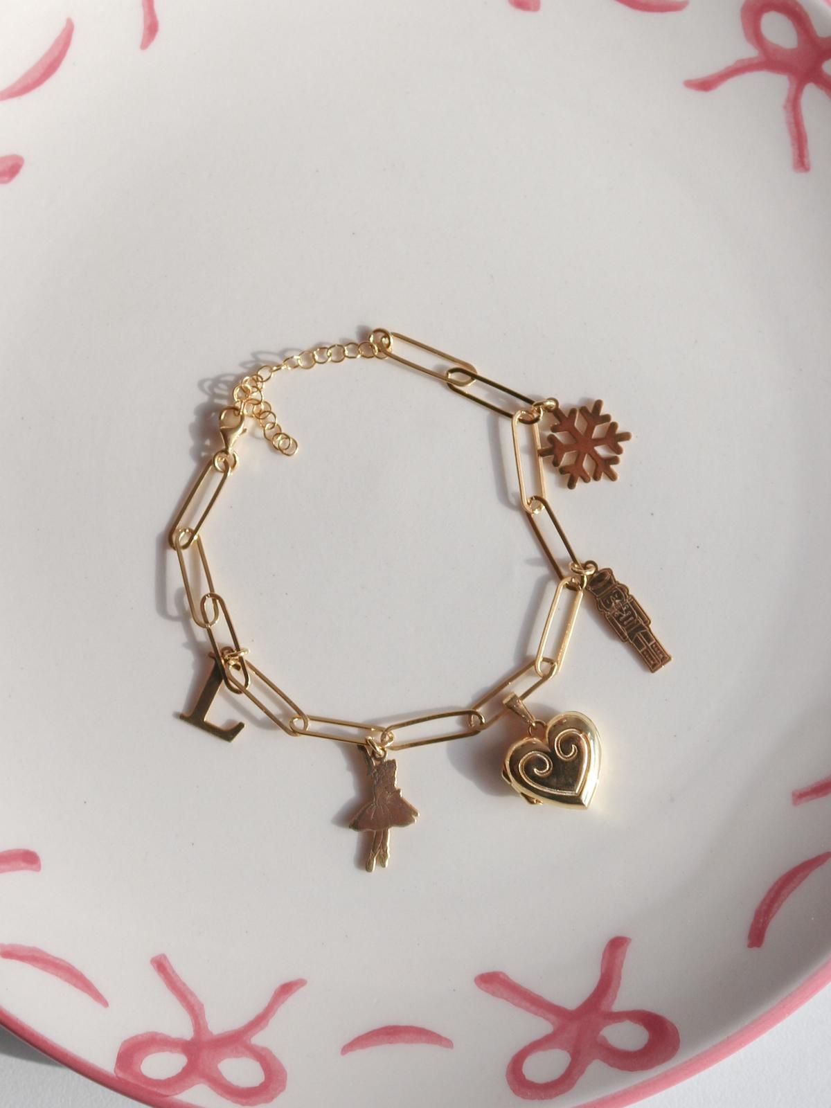 Clara & the Nutcracker Letter Locket 925 Silver Bracelet