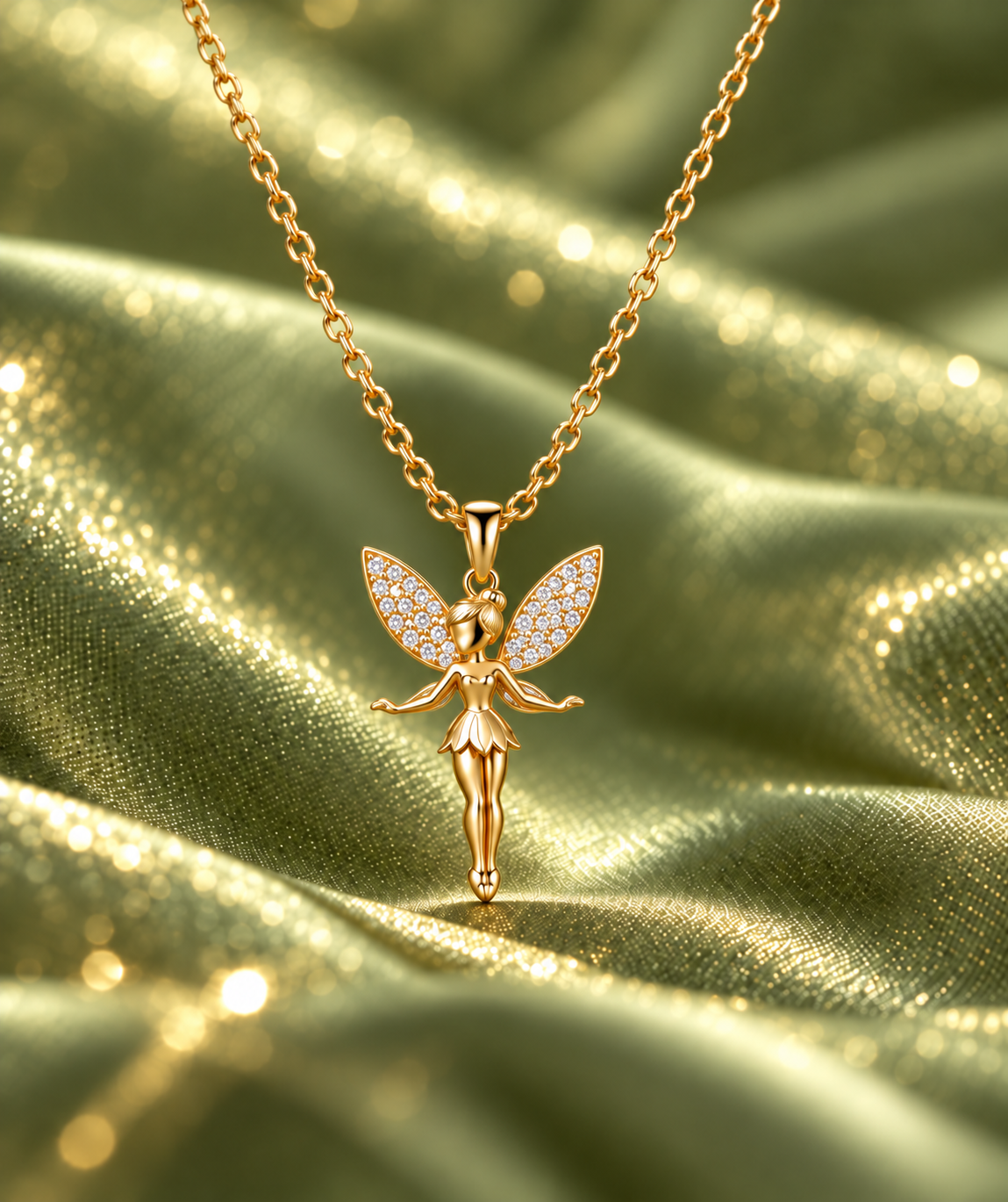 Tinker Fairy Necklace, Peter Inspired Necklace, 925 Silver