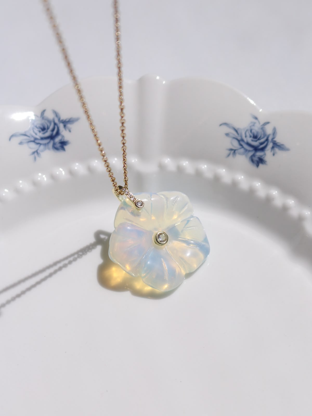 Moonstone Flower Necklace