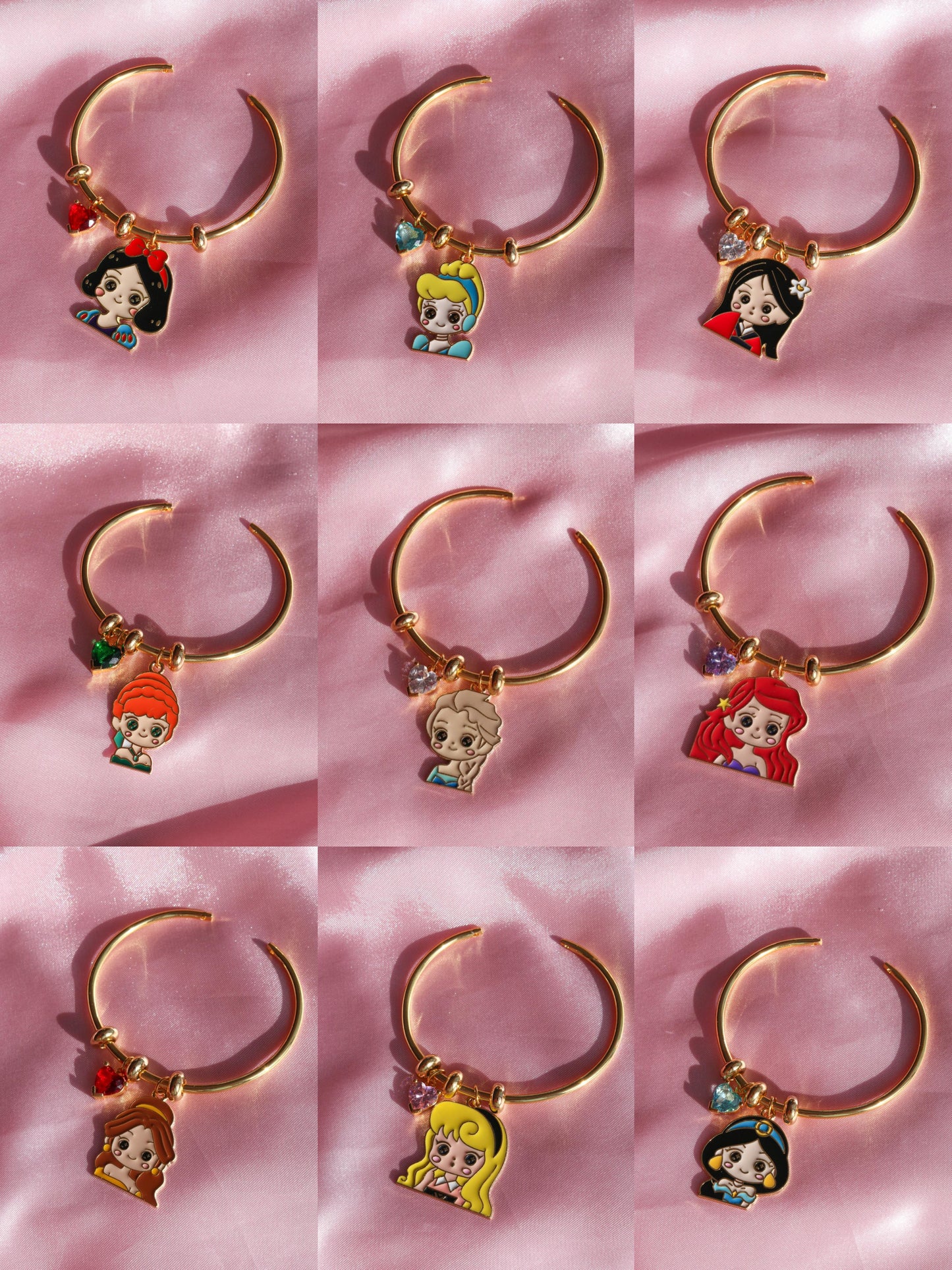 Rapunzel, Alice, Aurora, Belle, Elsa, Anna, Cinderella, Ariel, Jasmine, Mulan, Snow White Princesses Bracelet