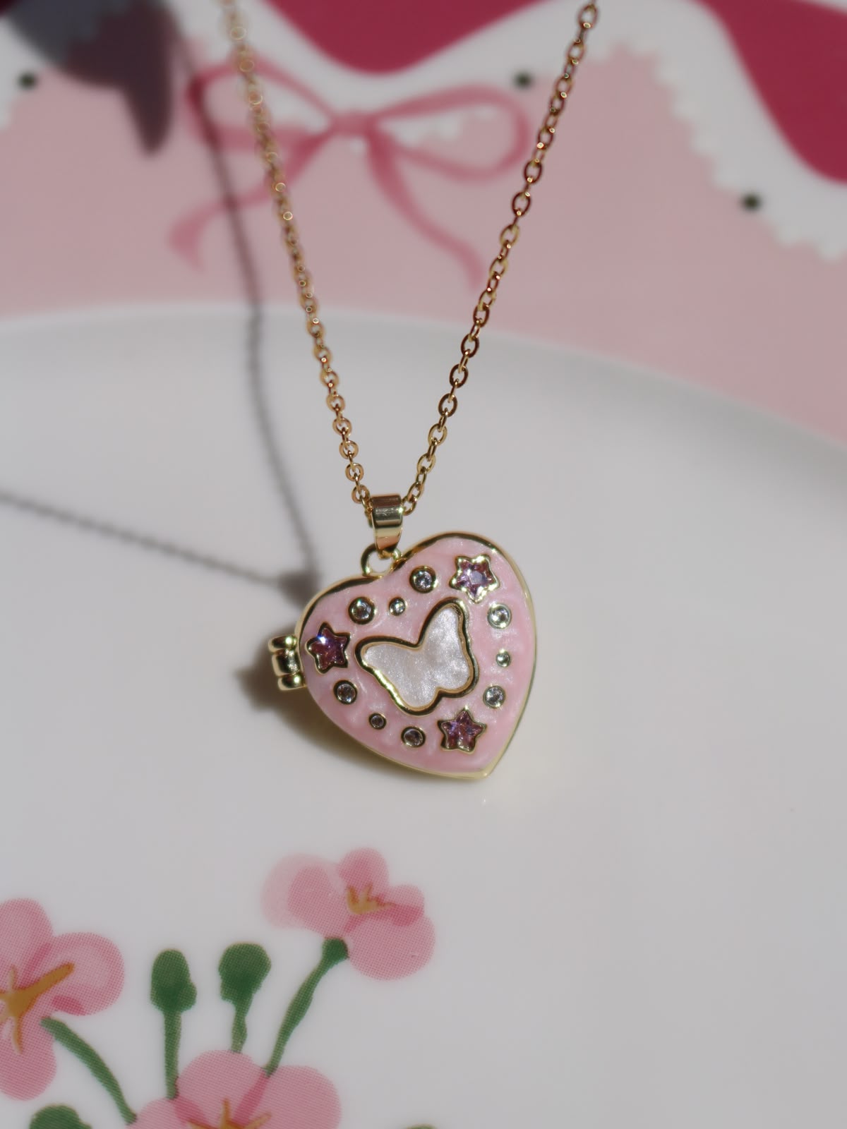 Butterfly Heart Personalized Photo Locket Necklace