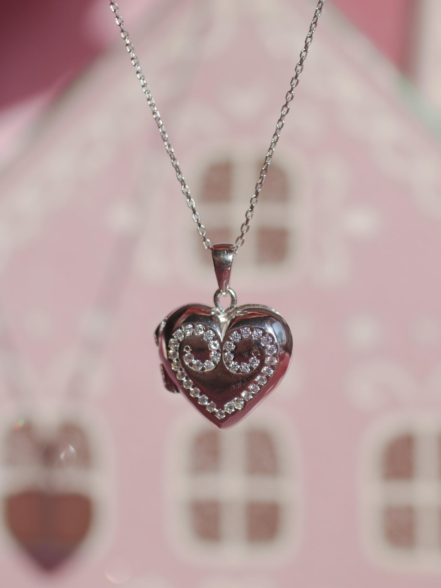 Sugar Plum Princess Clara Locket with Zircon Stones, 925 Sterling Silver Necklace
