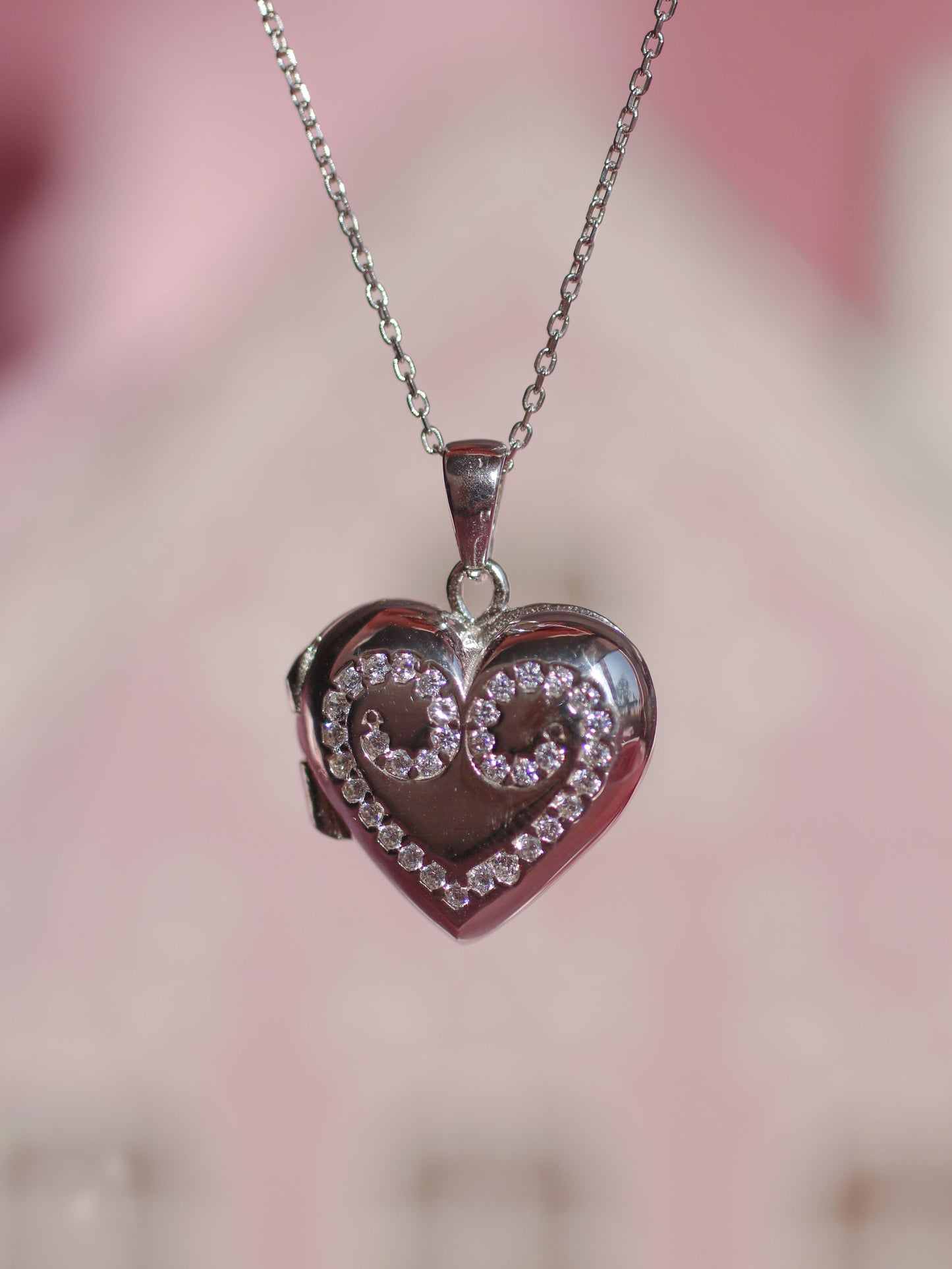 Sugar Plum Princess Clara Locket with Zircon Stones, 925 Sterling Silver Necklace