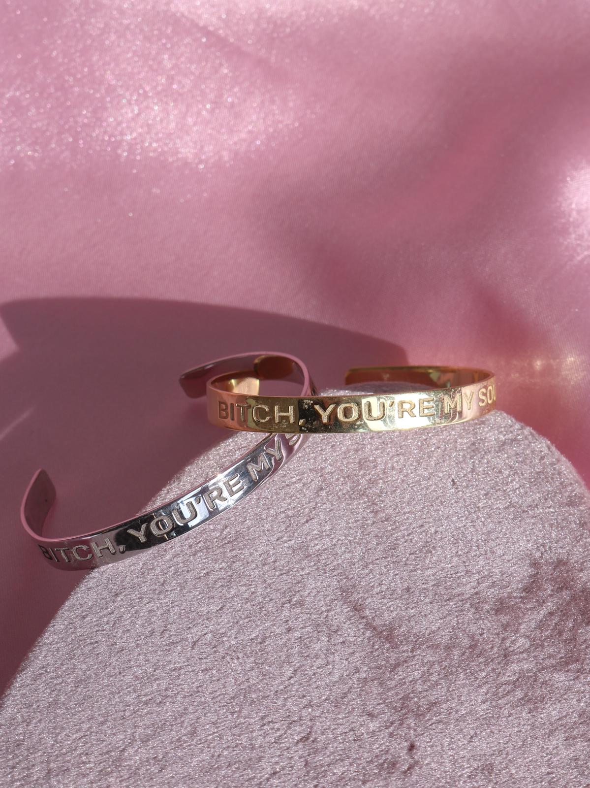 B*tch, You're My Soulmate 925 Silver Inscription Bracelet