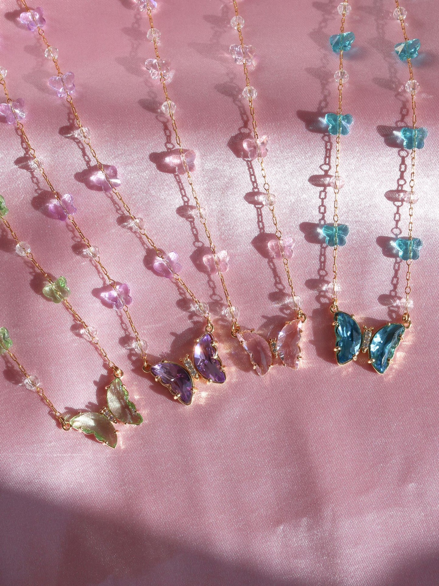 Pastel Crystal Butterfly Necklace