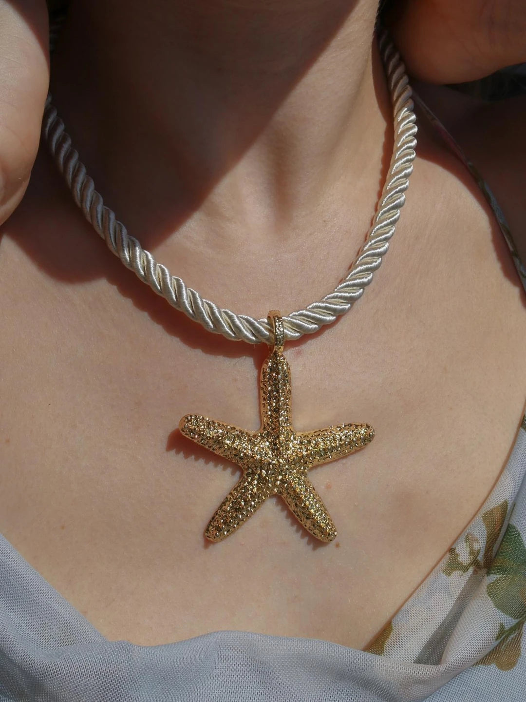 Golden Starfish Necklace and Earring Set