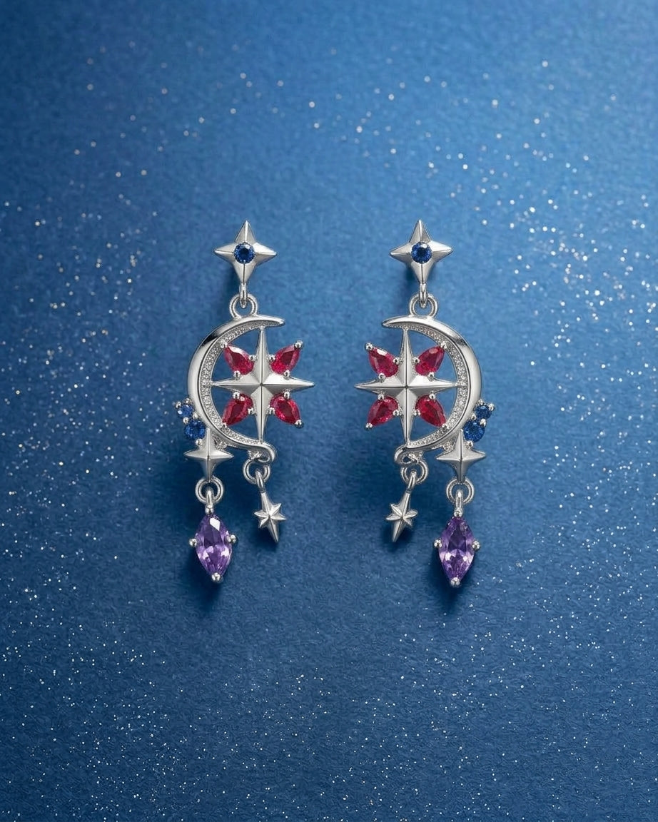 Genshin Mona Earrings 925 Sterling Silver, Anime Earrings, Gamer Jewelry