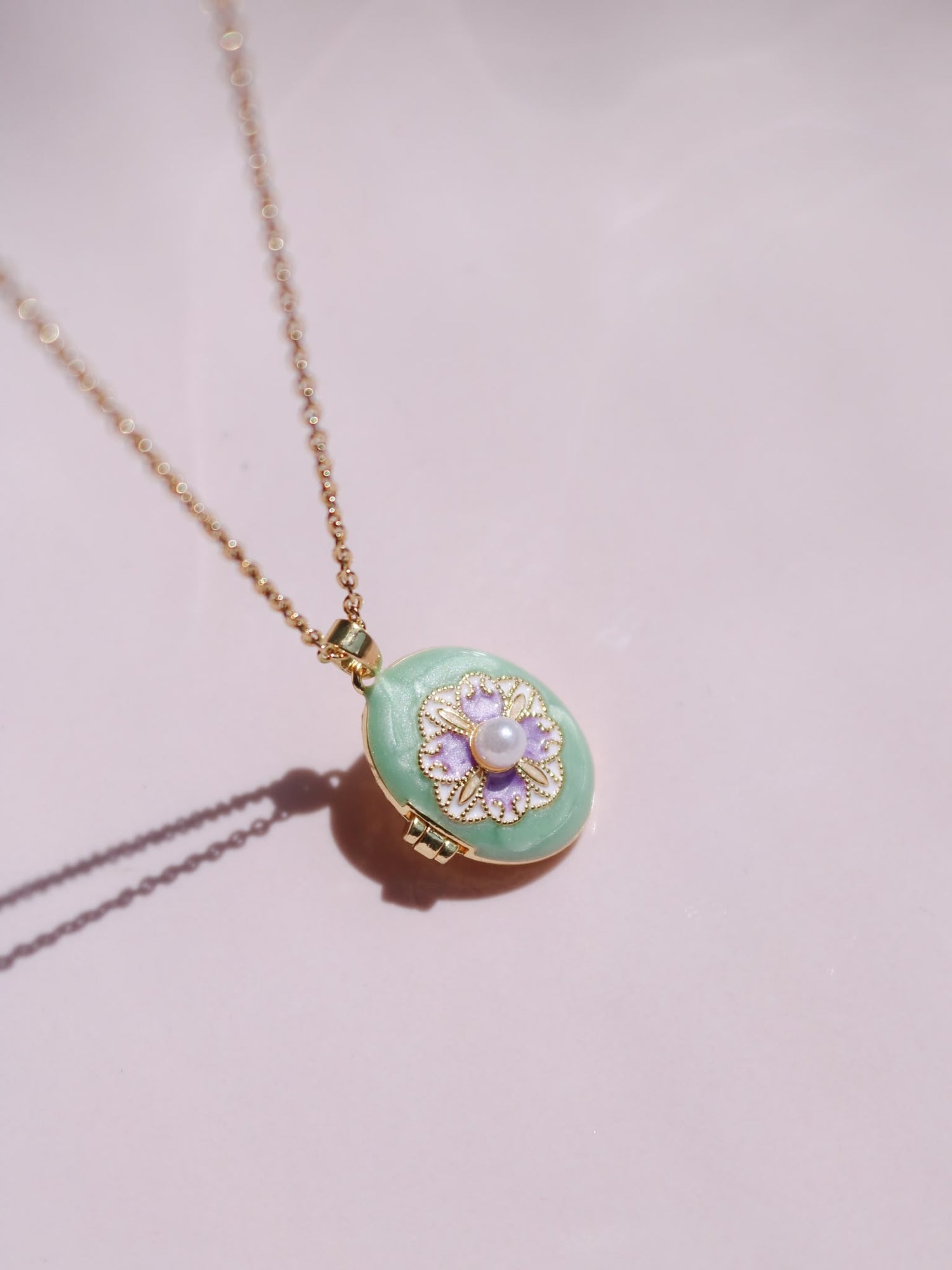 Green Mystic Mosaic Personalized Photo Locket Necklace