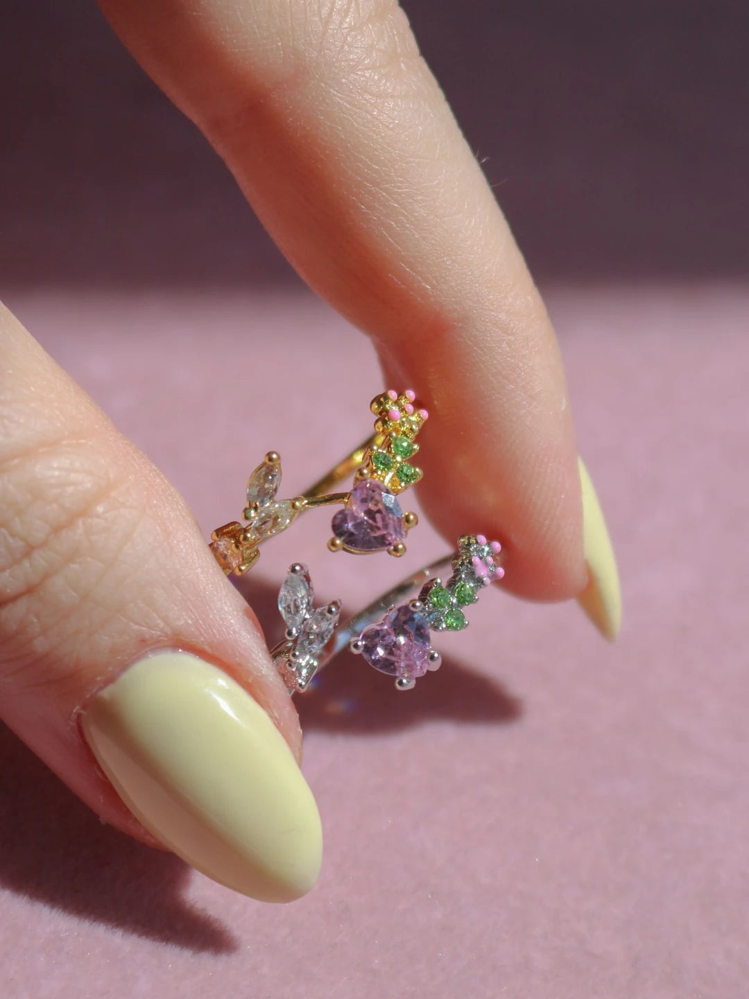 Pink Heart in Bloom Ring