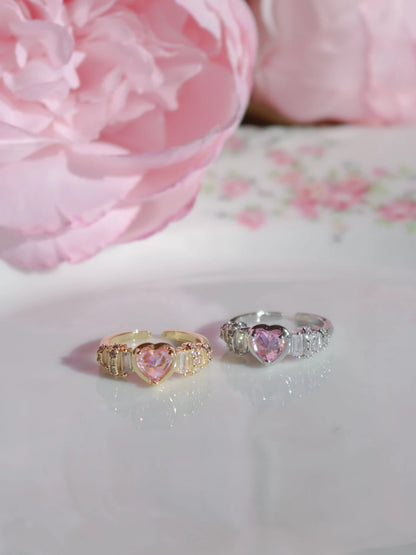 Heart Ring with Baguette Stone