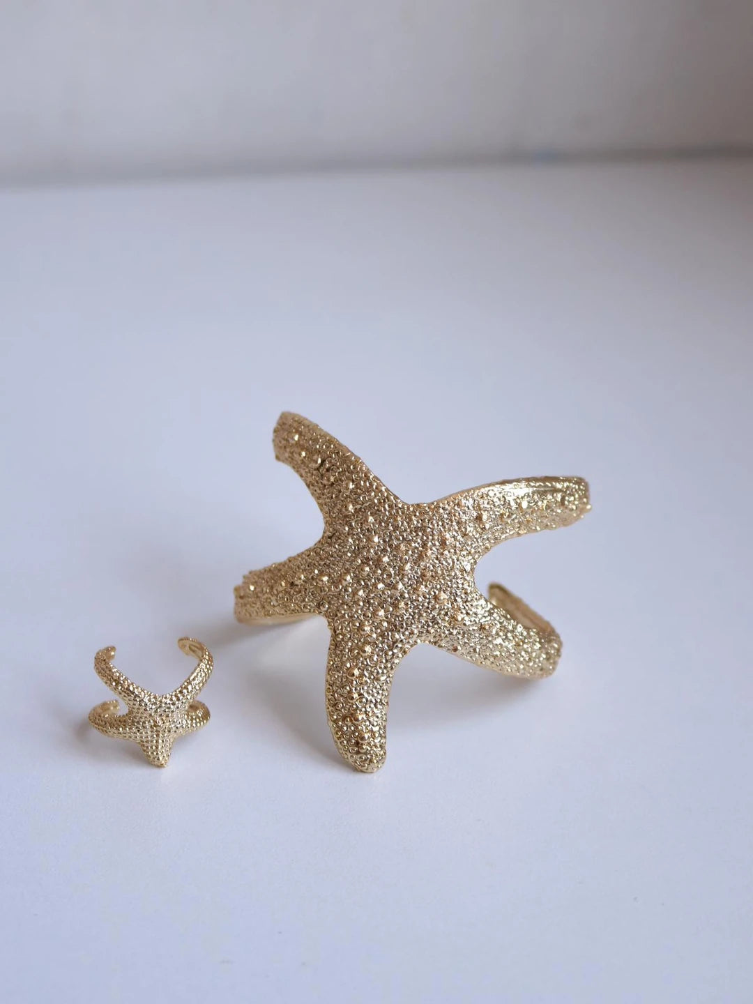 Golden Starfish Bracelet and Ring Set