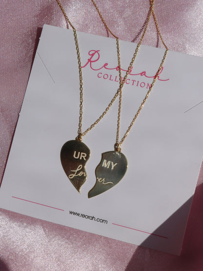 Taylor Lovers Necklace, Bff Necklace, Half Heart Necklace