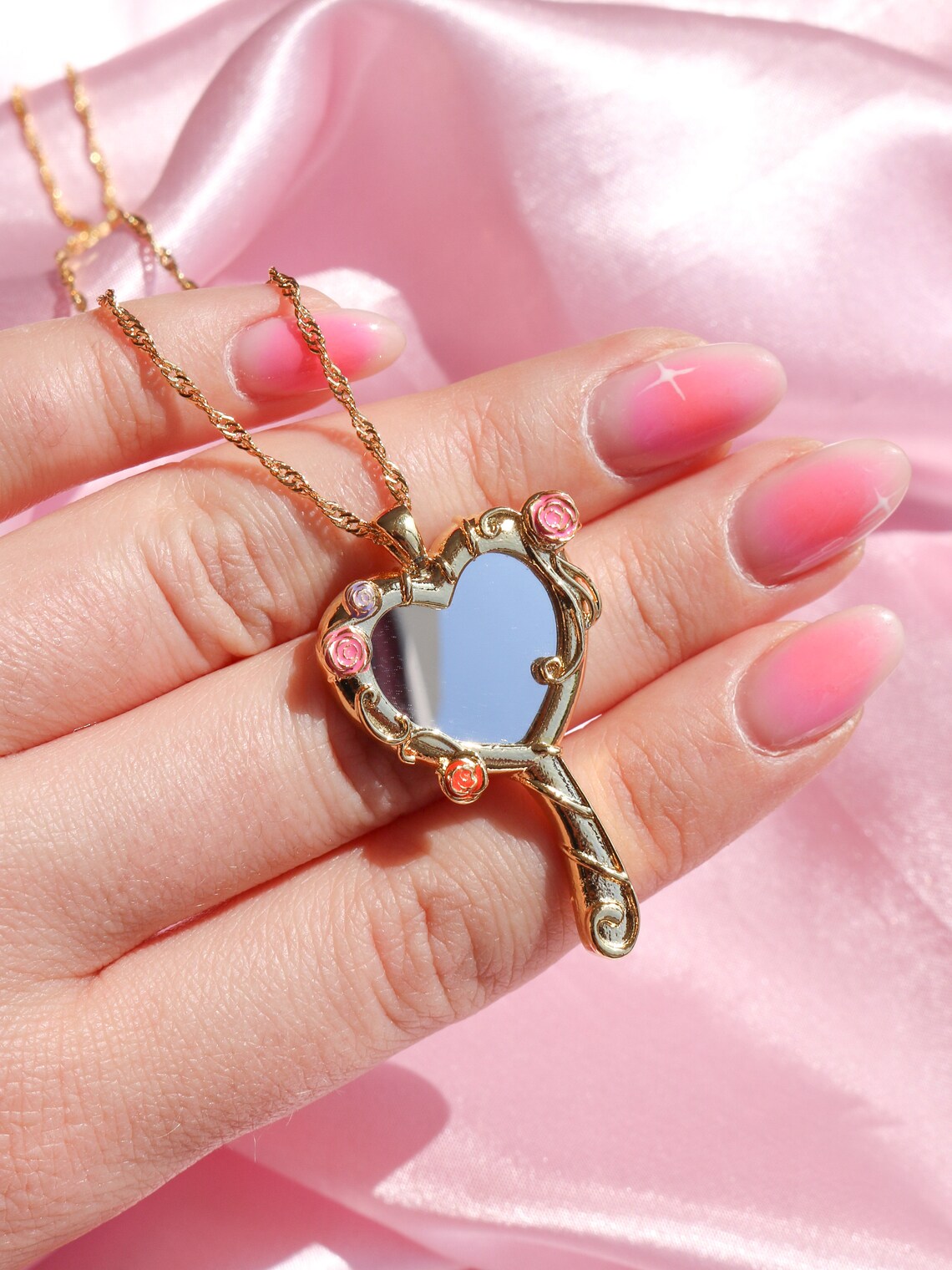 Diamond Chateau Melody Mirror Necklace Friendship Necklaces Reorah