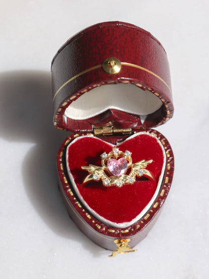 Lurloma Pink Heart Ring, 925 Sterling Silver Ring, Heart Pink Ring, Promise Ring, Geek Ring, Anime Ring