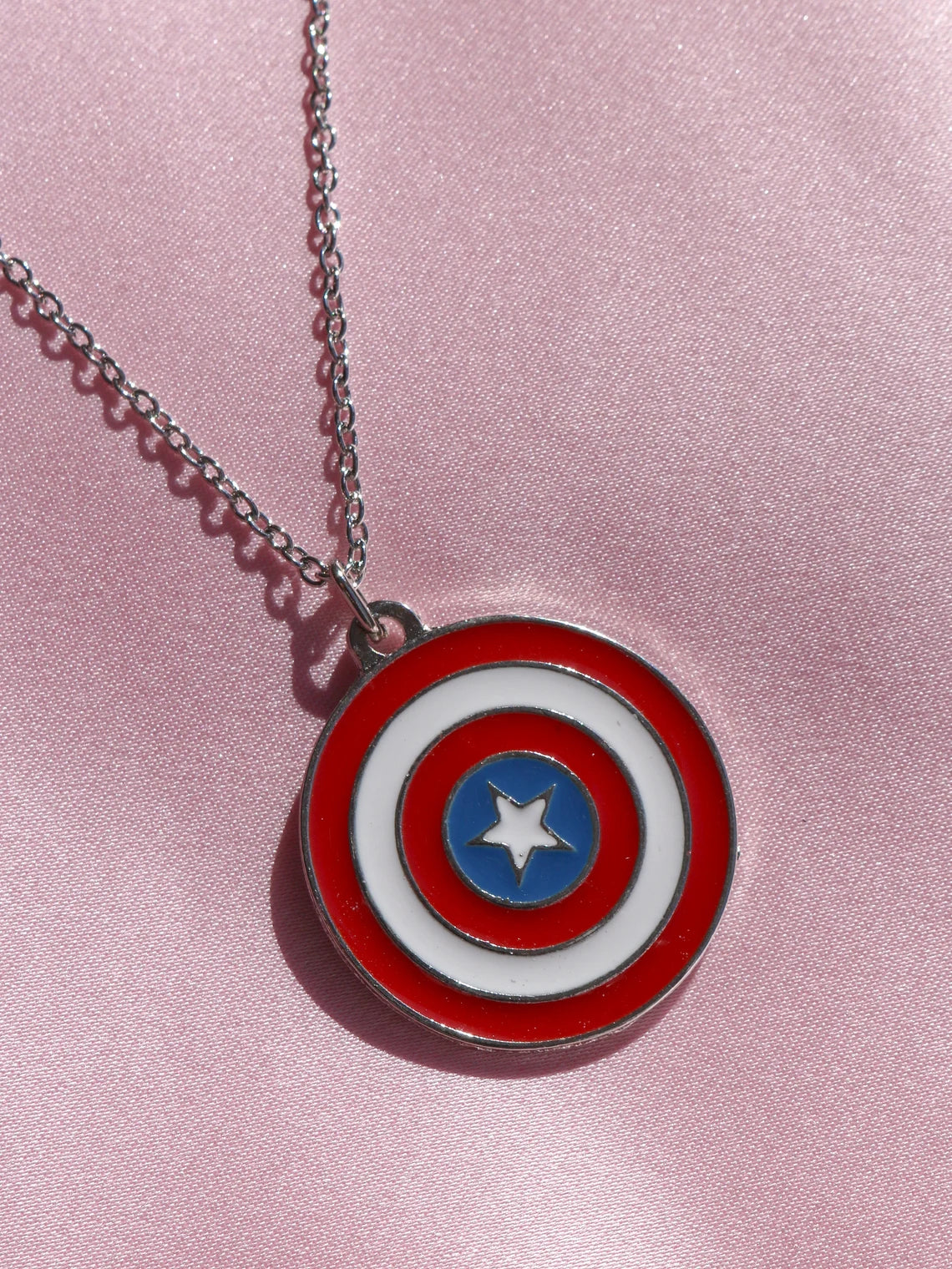 Cap America Shield Necklace, Superhero Necklace, Geek Jewelry