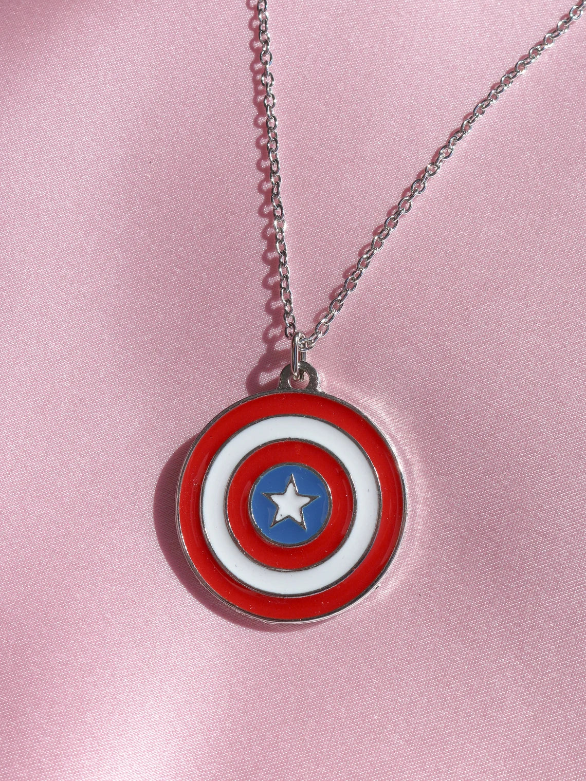 Cap America Shield Necklace, Superhero Necklace, Geek Jewelry