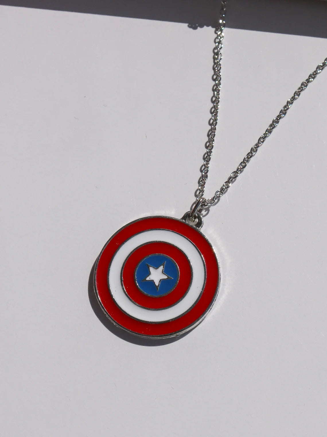 Cap America Shield Necklace, Superhero Necklace, Geek Jewelry