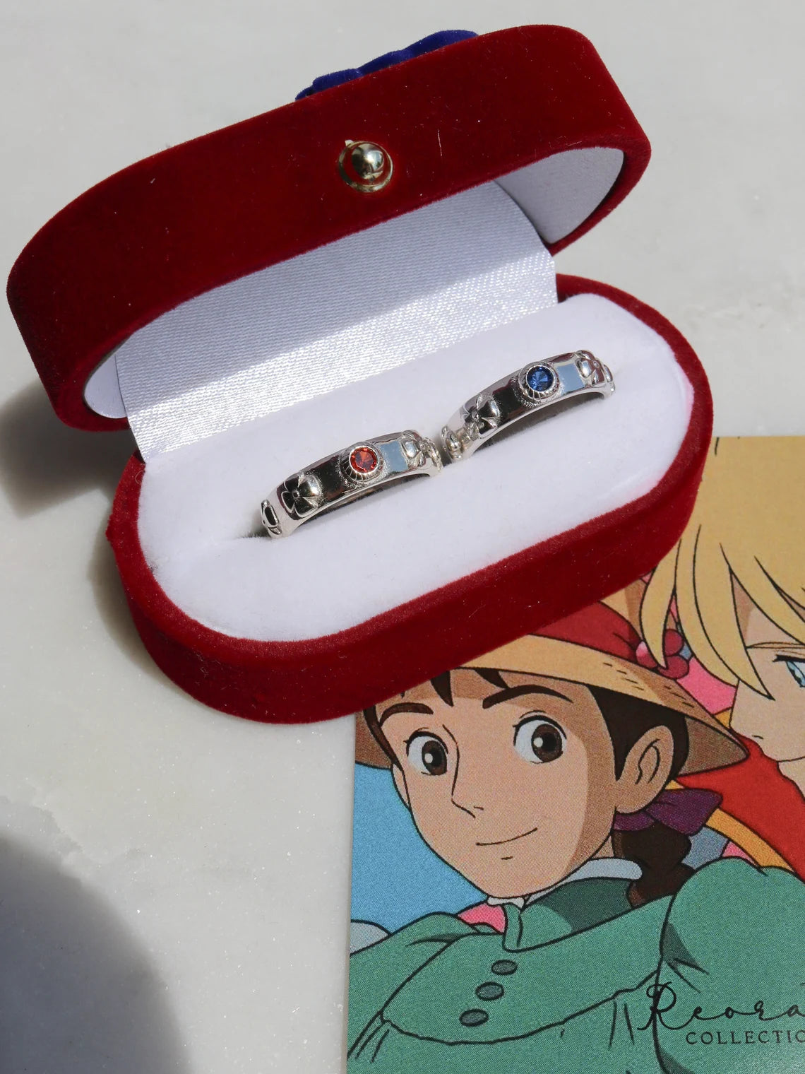 Howl's Moving Chateau Rings, 925 Sterling Silver, Couple Ring Set, Anime Rings