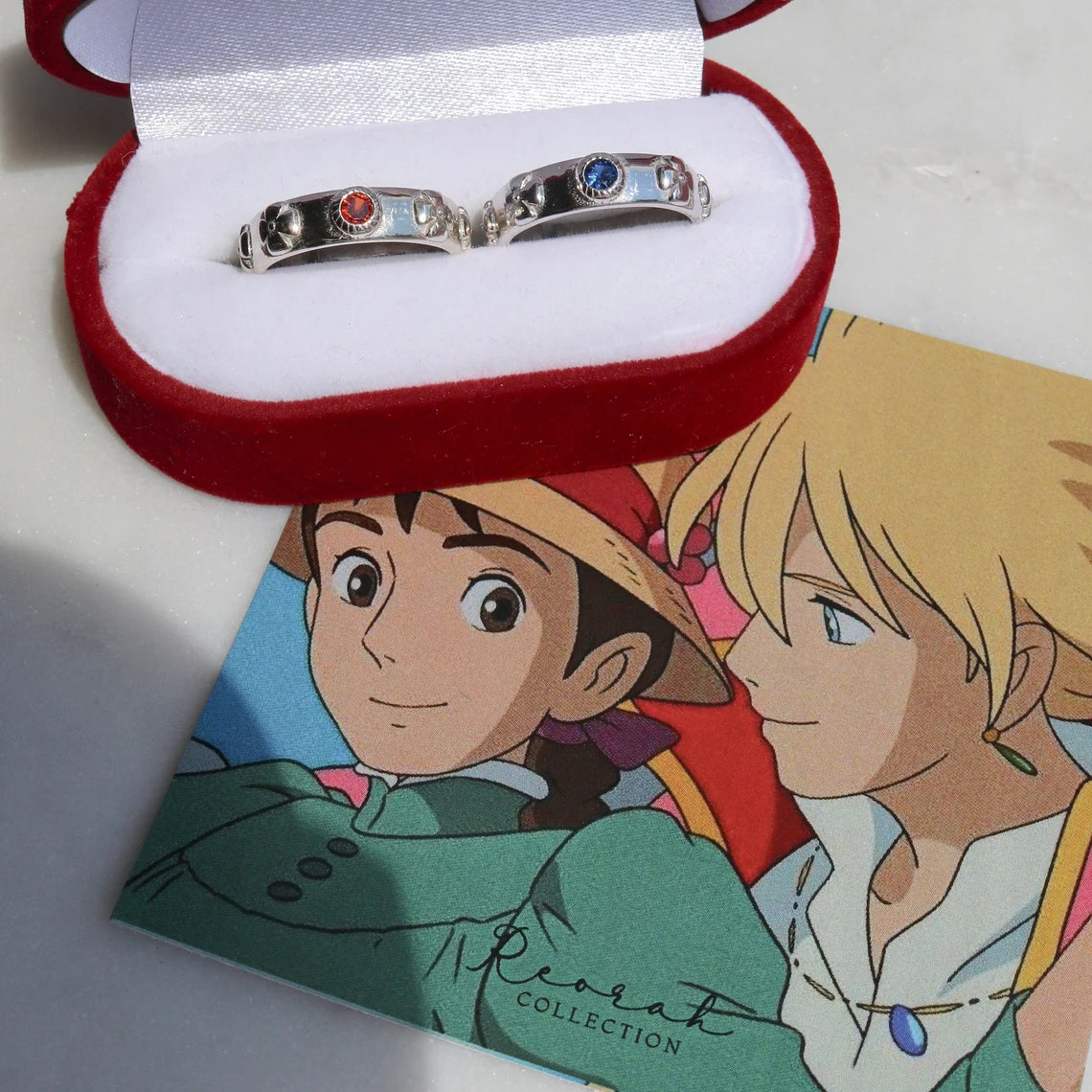 Howl's Moving Chateau Rings, 925 Sterling Silver, Couple Ring Set, Anime Rings