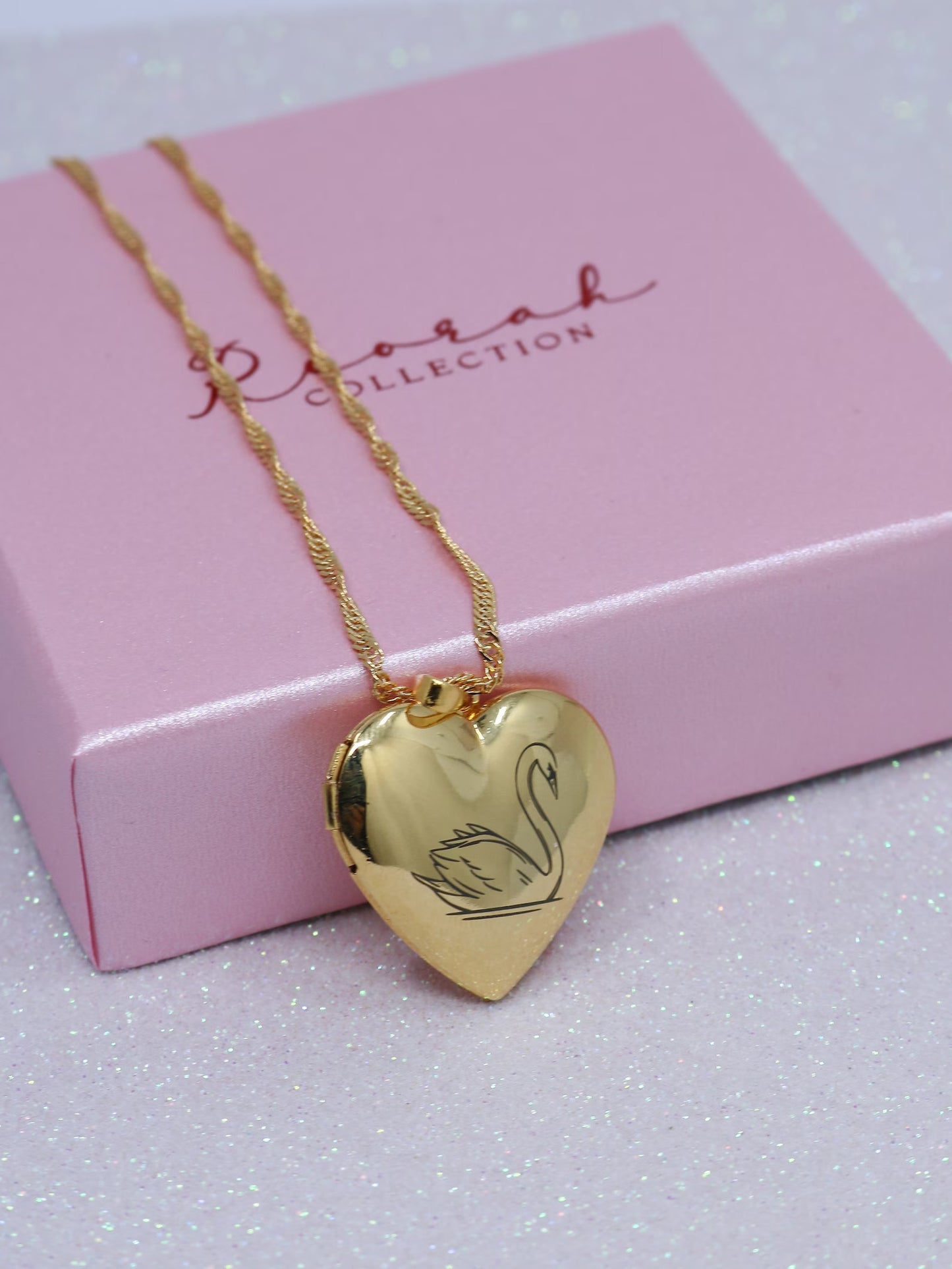 Swan Princess Odette Gold or Silver Plated Locket Heart Necklace