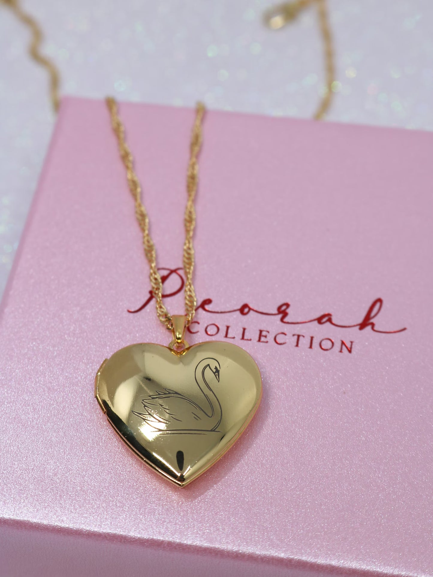 Swan Princess Odette Gold or Silver Plated Locket Heart Necklace