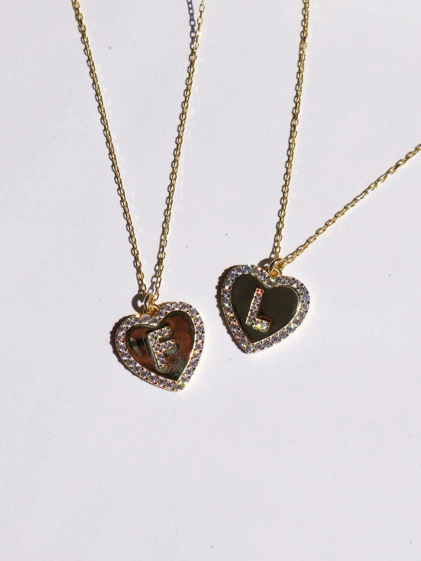 Heart Letter Necklace, Initial Necklace, Gold Plated 925 Sterling Silver Necklace