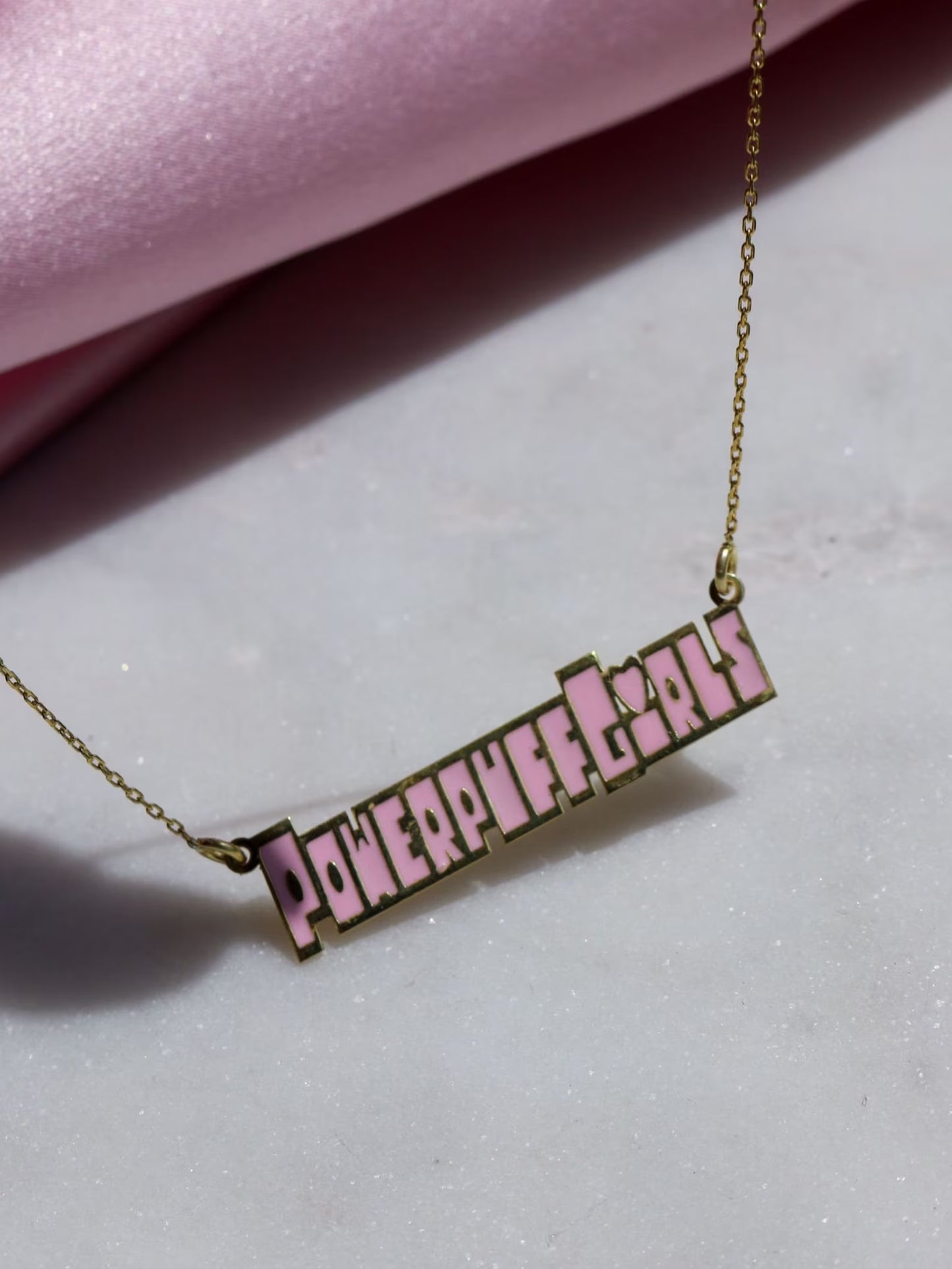 Powerpuff Name Necklace 925 Sterling Silver, Gold or Silver Plated