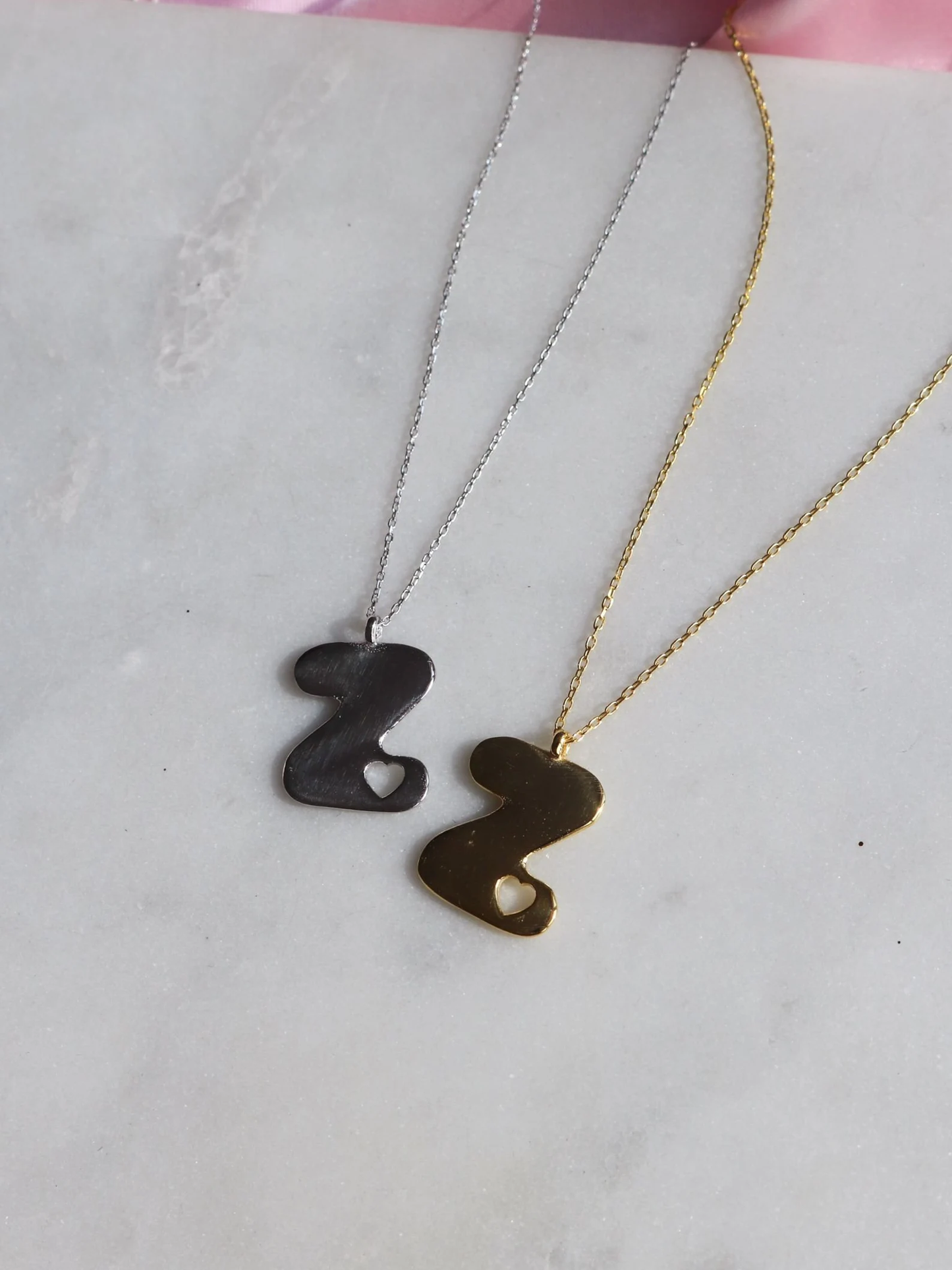 Heart Letter 925 Sterling Silver Letter Necklace, Initial Necklace, 925 Sterling Silver Necklace