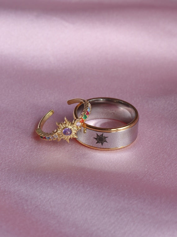 Rapunzel & Flynn Sun Couple Rings