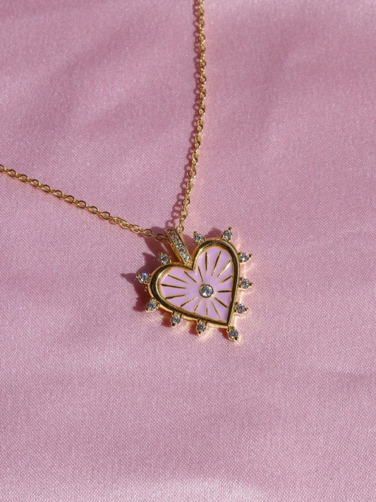 Lilac Zircon Heart Necklace