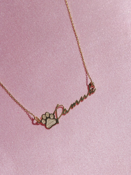 Paw Name Necklace, 925 Sterling Silver