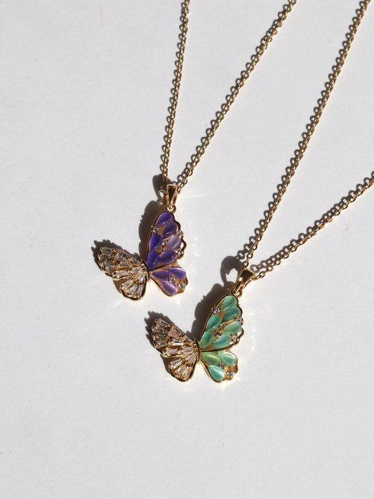 Shimmering Butterfly Steel Necklace