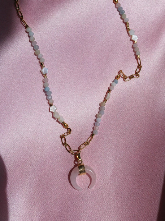 Soft Moon Natural Stone Necklace