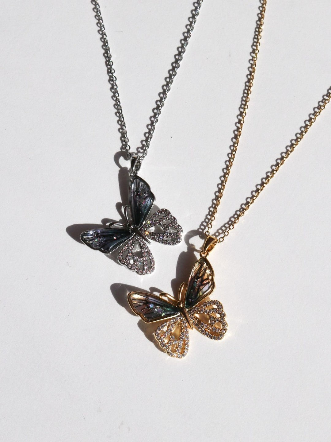 Glitter Butterfly Steel Necklace