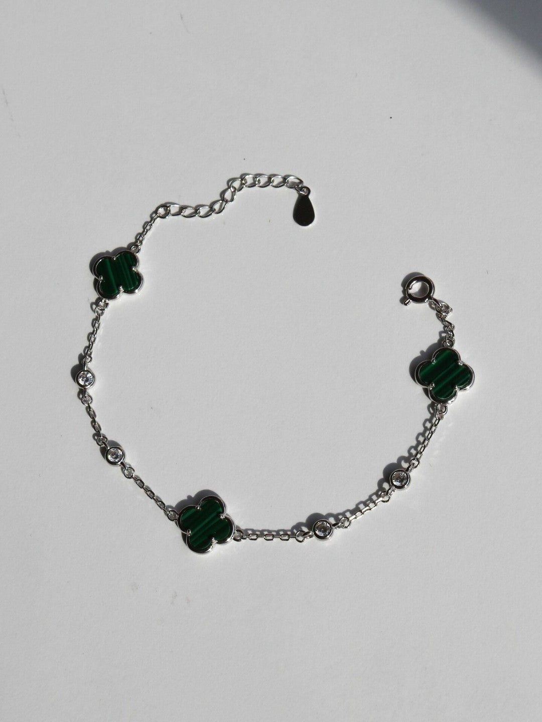 Clover With Stones Bracelet, 925 Sterling Silver