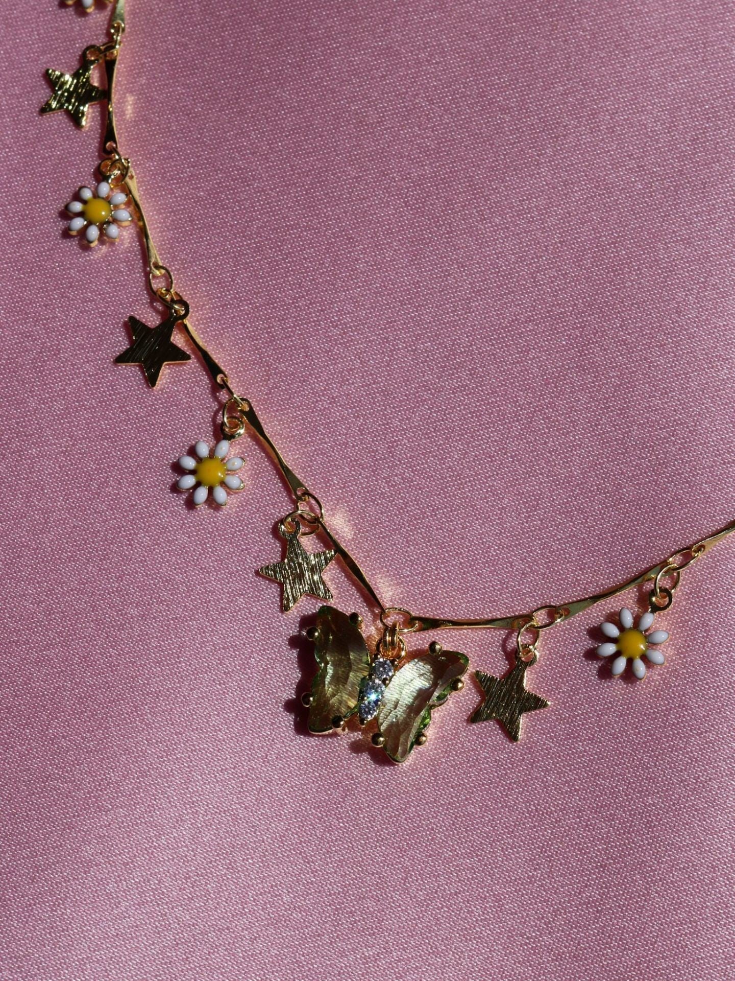 Daisy and Butterfly Garden Necklace