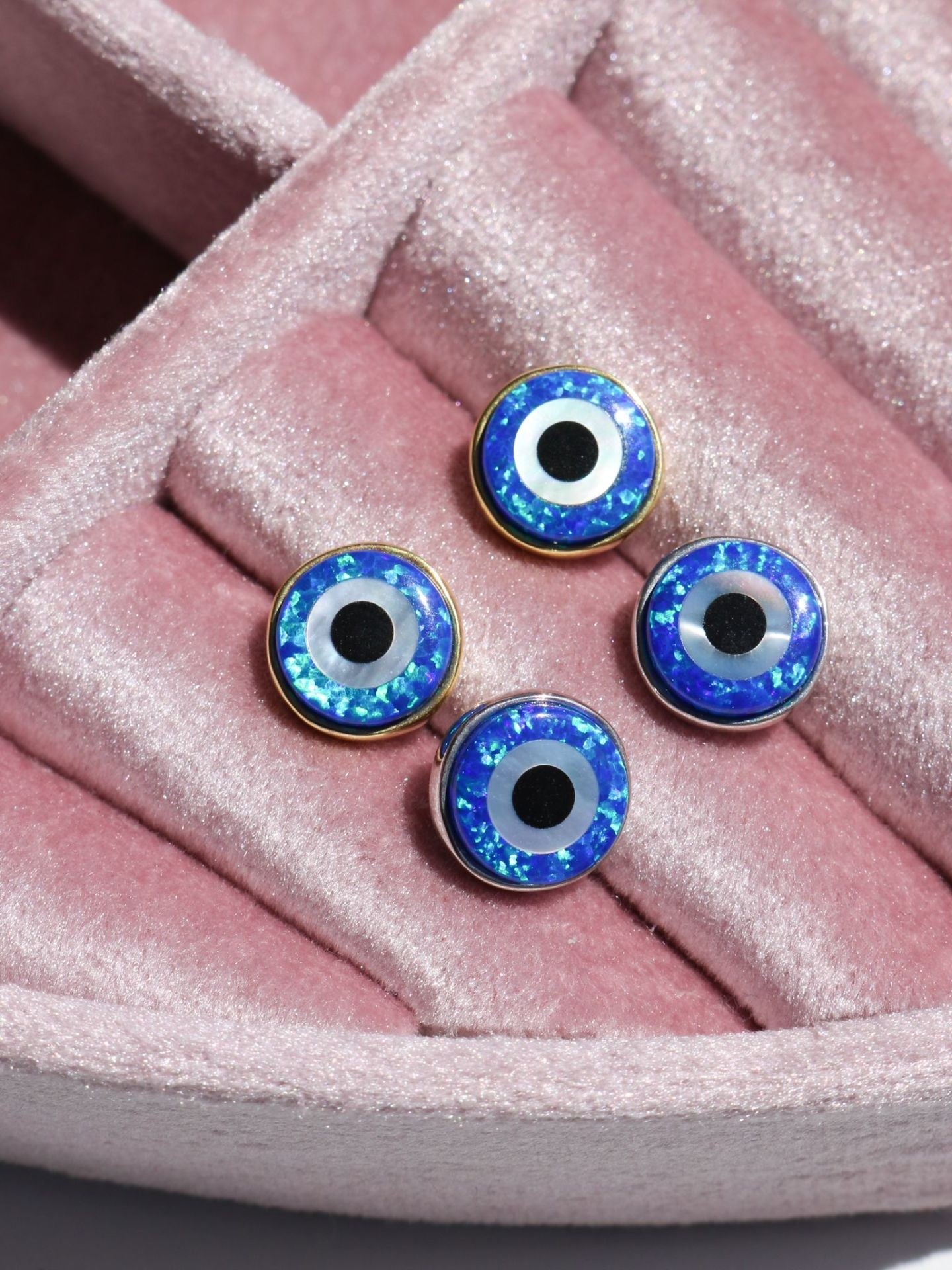 Opal Evil Eye Earrings, 925 Sterling Silver