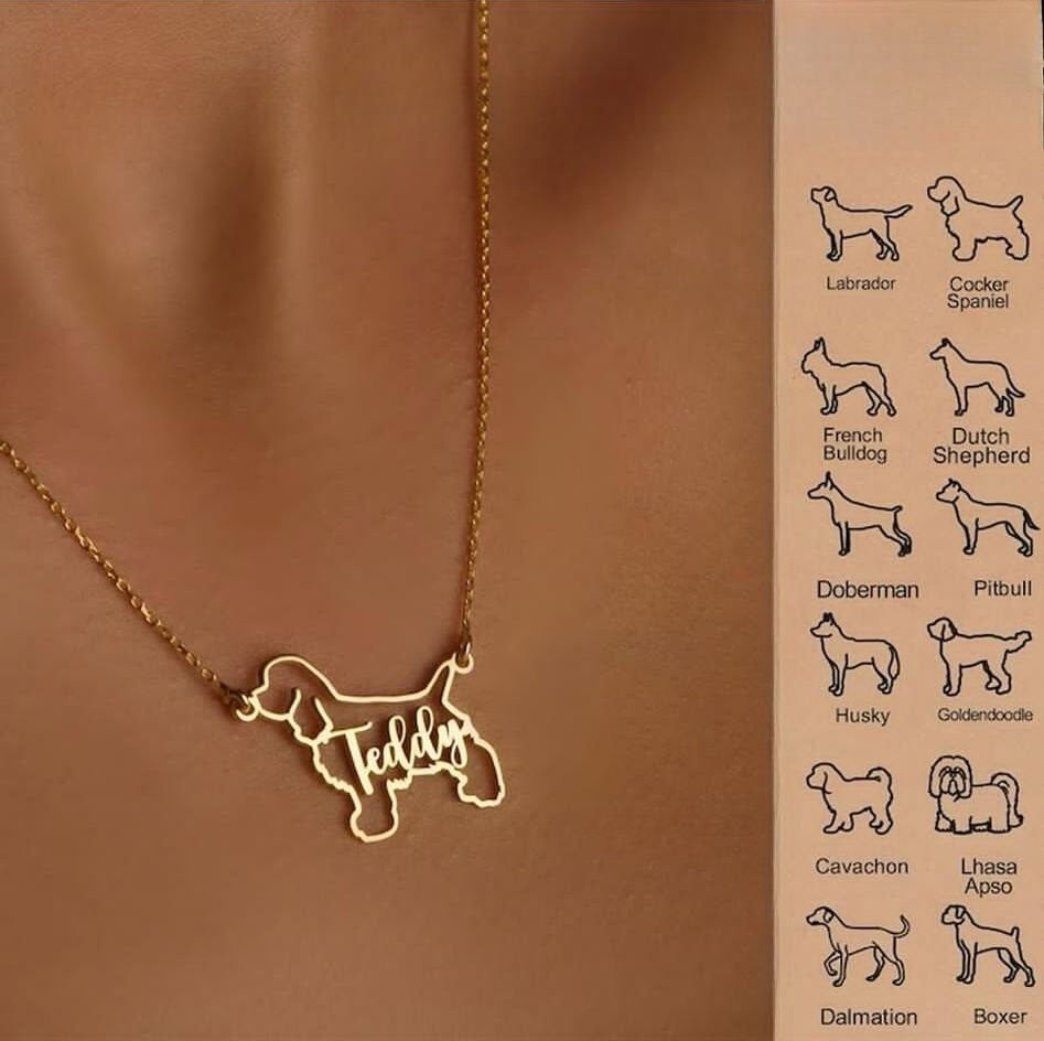 Dog Name Necklace, 925 Sterling Silver