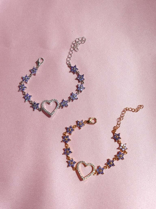 Purple Daisy Heart Bracelet