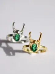 Loki Necklace and Ring Set 925 Sterling Silver, Superhero Necklace and Ring
