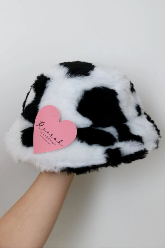 Cow Patterned Plush Hat