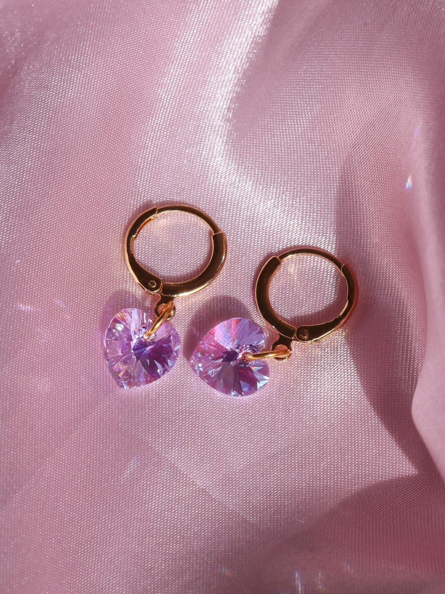 Lilac Heart Earrings