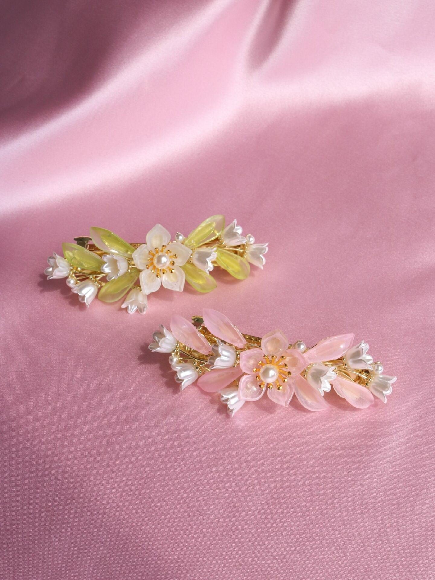 Orange and Cherry Blossom Hair Clip