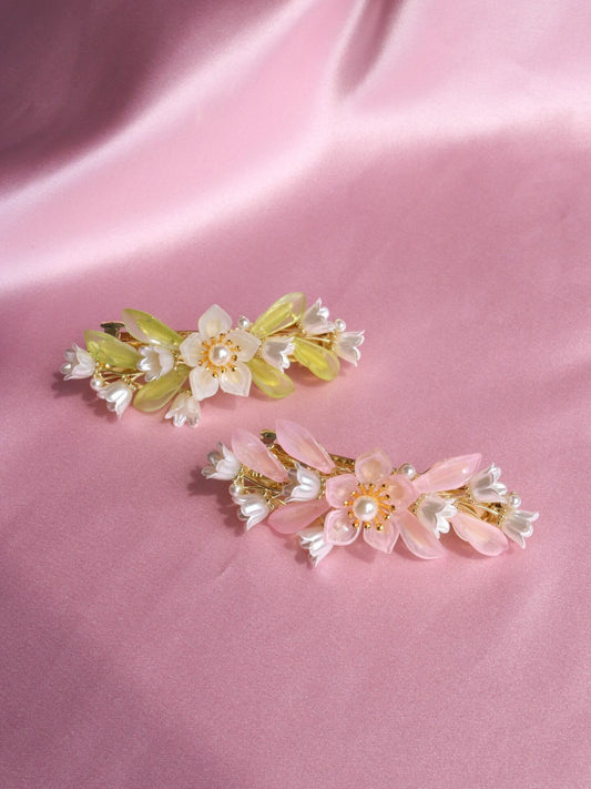 Orange and Cherry Blossom Hair Clip