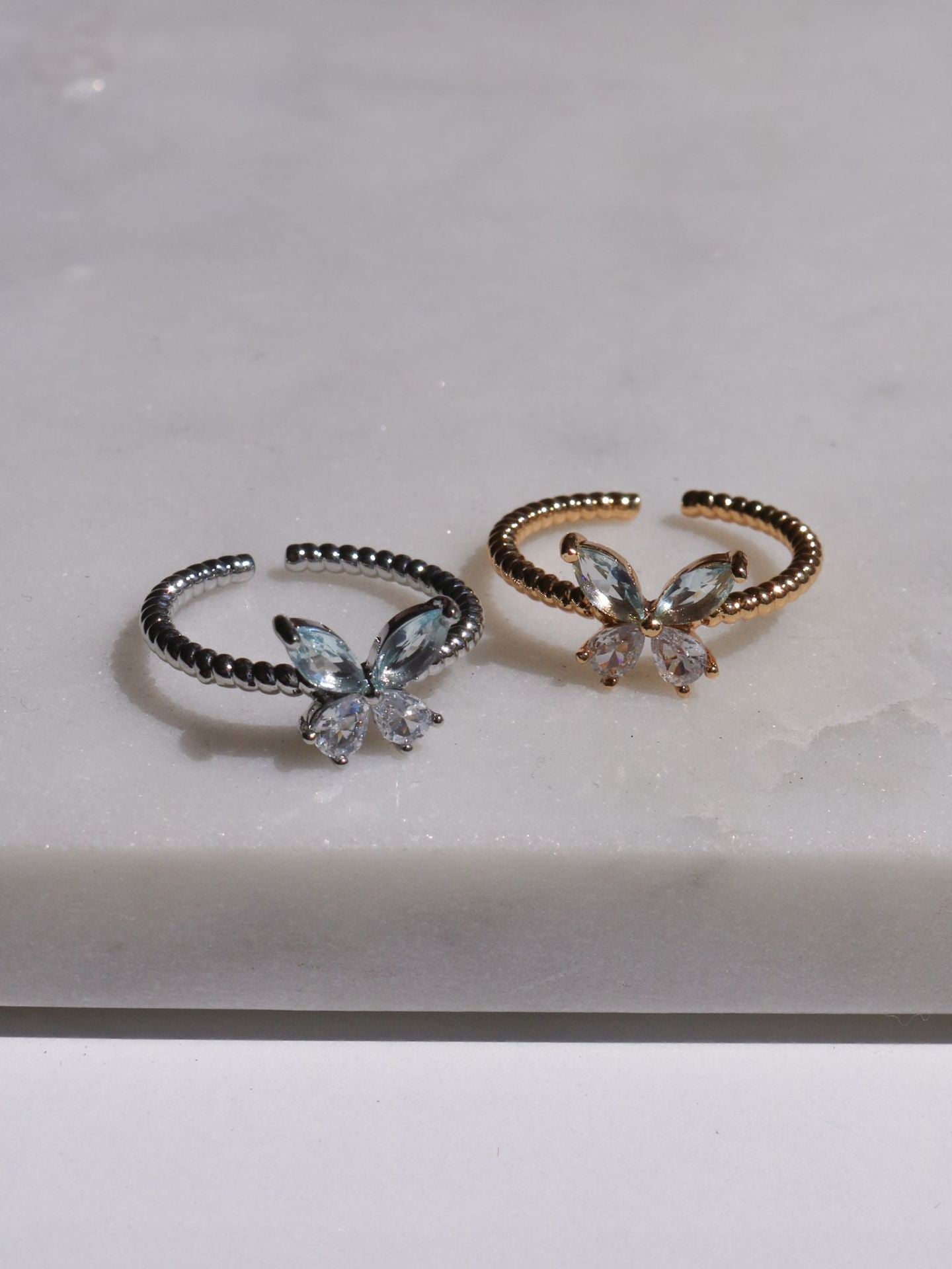 Soft Blue Butterfly Ring