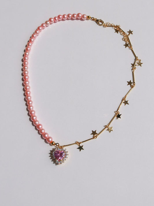 Royal Heart Star Pearl Necklace