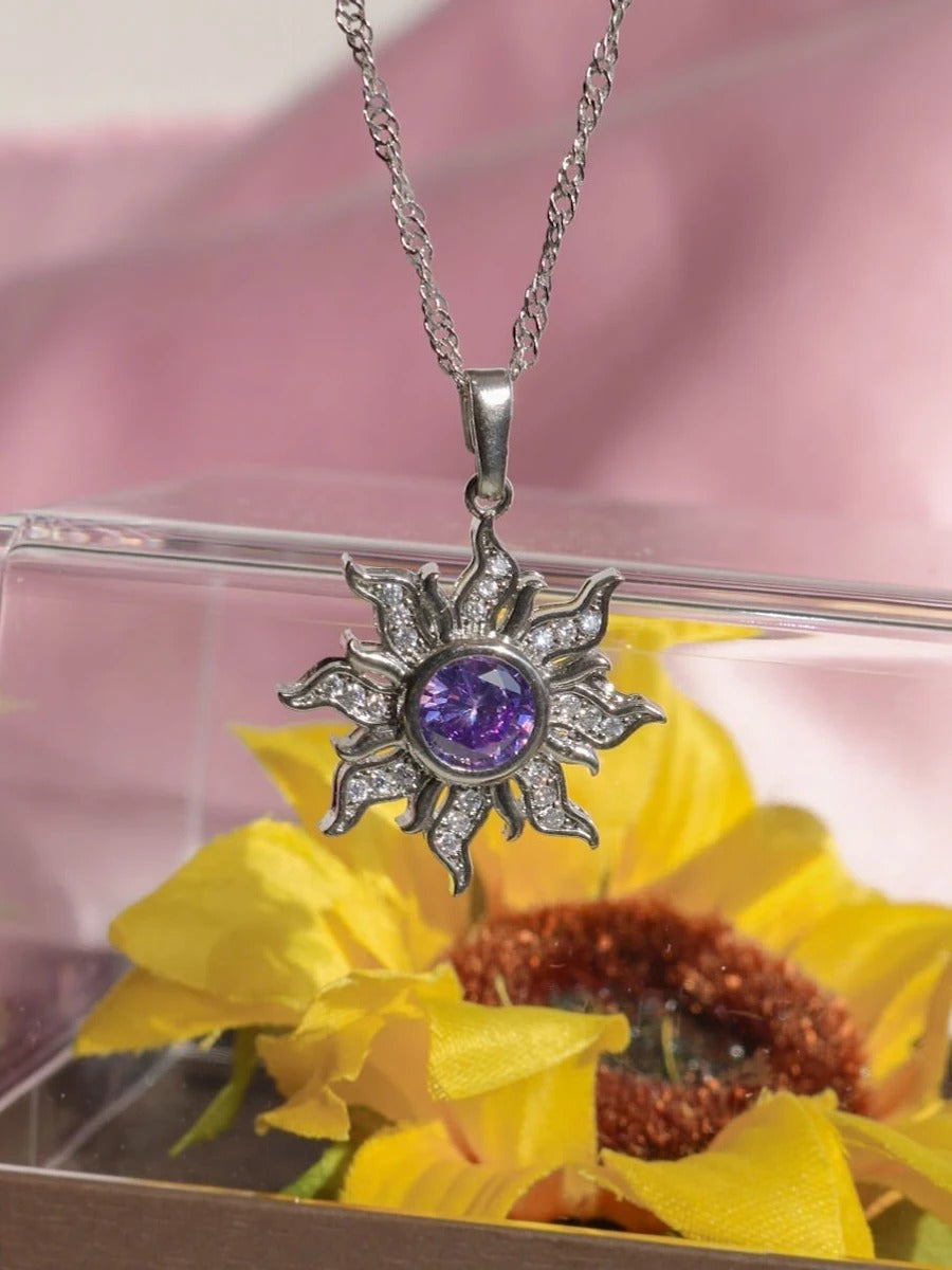 Rapunzel Lila Sonne Halskette, Prinzessin Schmuck, Lila Sonne Halskette, Geek Schmuck, Tangled Sun Halskette 